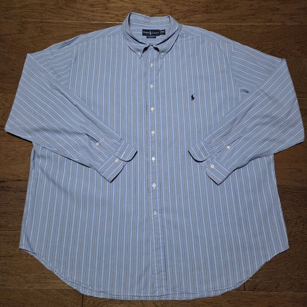 Polo Ralph Lauren Classic Fit Shirt 4XLT Blue Multi Long Sleeve